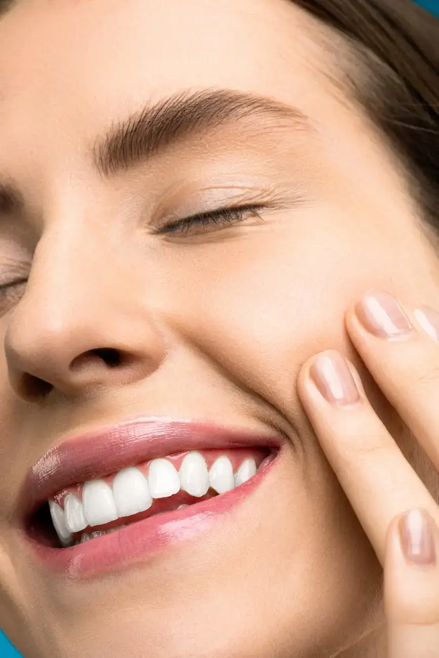 Smiling woman showing dental care